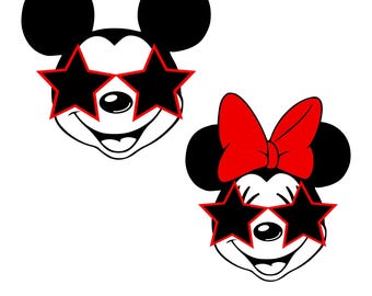 2 pcs. Mickey and Minnie Sunglasses SVG Star Glasses PNG Cool Mouse DXF eps for Cricut Digital File Instant Download