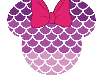 Minnie Mouse Mermaid Head SVG Mermaid Minnie PNG Mermaid Princess DXF eps for Cricut Cut File Instant Digital Download