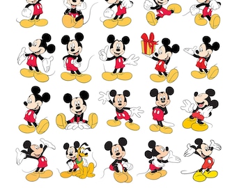 20 pcs. Mickey SVG Bundle Happy Mickey and Pluto PNG Mickey Classic Mouse DXF eps for Cricut Cut File Instant Digital Download