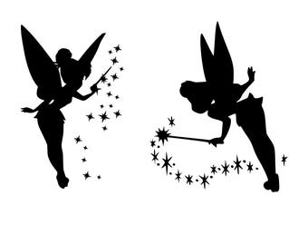2 pcs. Tinkerbell SVG Birthday Wish PNG Fairy Princess Silhouette DXF eps for Cricut Cut File Instant Digital Download