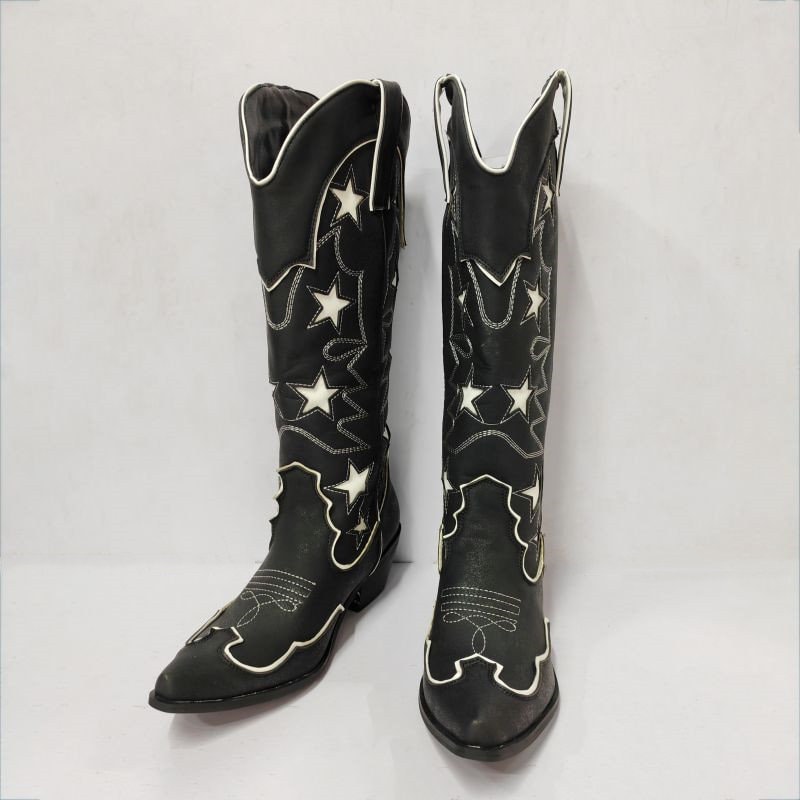 Black star cowboy boots best sale