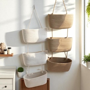 Kitchen Basket| Rustic Baskets |Wall Hanging Basket |Storage Basket | Wicker basket |Wall Mounted Basket |Boho Home Decor| Mudroom Organizer