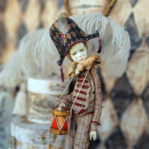 Pierrot doll ,Vintage style Pierrot ,OOAK Doll ,Souvenir Collectible Doll, Art Pierrot Clown  doll, Boudoir handmade Pierrot