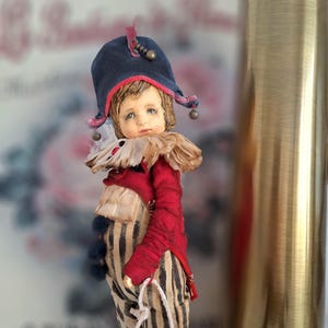 Pierrot doll ,Vintage style doll ,Author&#39;s Pierrot, Souvenir OOAK doll ,Angel doll ,Artist  Pierrot ,Exclusive masterpiece doll ,Clown doll
