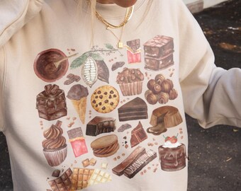 Chocolate Lover Sweatshirt, Cocoa Crewneck, Choco Design Pullover, Funny Unisex Gift for Foodies