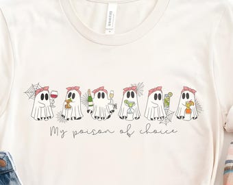 Lustiges Shirt zum Trinken, gruseliges Saison-T-Shirt, weinerliche Geister-T-Shirt, Mädchen-Trip-Party-Oberteil