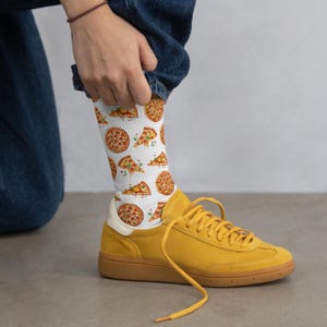 Pizza Socks, Silly Foodie Socks for Women & Men, Funny Pizza Lover Gift Socks, Novelty Crew Socks for Gifting, Food Lover Stocking Stuffer