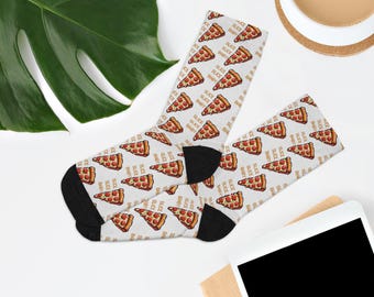 Fun Silly Novelty Socks, Pizza Socks for Foodie, Recycled Poly Socks Birthday Gift, Food Lover Summer Socks, Funny Food Lover One Size Socks