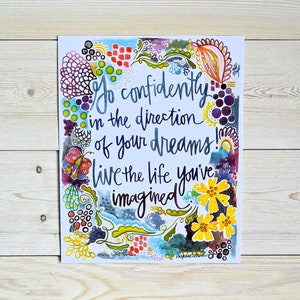 henry david thoreau quote - 8 x 10 inches - go confidently in the direction of your dreams live the life you've imagined