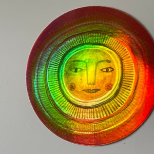 sun - 3&quot; weatherproof vinyl sticker - holographic