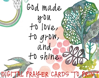 Love, Grow, and Shine Digital Prayer Card for Printing
