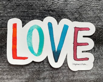 love - 5 x 3 inch weatherproof vinyl sticker