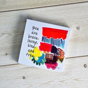 prière + cartes de bénédiction - 4 x 4 pouces - vous êtes courageux, aimant, gentil et vrai - soyez béni, aidez, apprenez et grandissez, faites-vous des amis