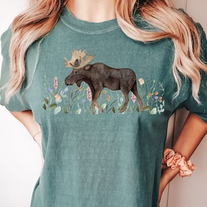 Nature Moose Shirt, Moose Shirt, Nature Lover Gift, Animal Lover Gift, Camping Shirt, Hiking Shirt, Womens Camping Shirt, Outdoors Shirt image 1
