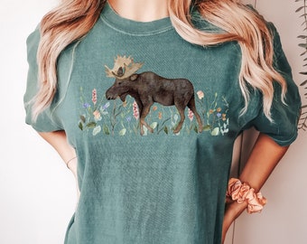 Nature Moose Shirt, Moose Shirt, Nature Lover Gift, Animal Lover Gift, Camping Shirt, Hiking Shirt, Womens Camping Shirt, Outdoors Shirt