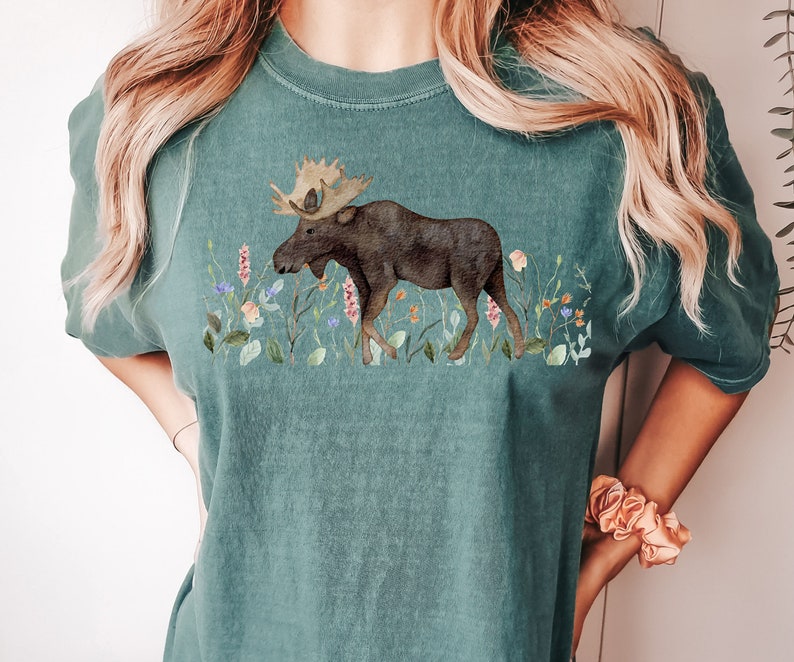 Nature Moose Shirt, Moose Shirt, Nature Lover Gift, Animal Lover Gift, Camping Shirt, Hiking Shirt, Womens Camping Shirt, Outdoors Shirt image 1