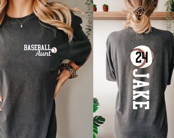 Custom Baseball Aunt Shirt, Comfort Colors, Personalized Name