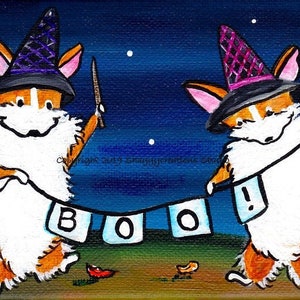 Pembroke Welsh Corgi Painting, Corgi Halloween Decor, Halloween Witch Canvas Art, Corgi Tiered Tray Decor, Corgi Mom Gifts from Daughter
