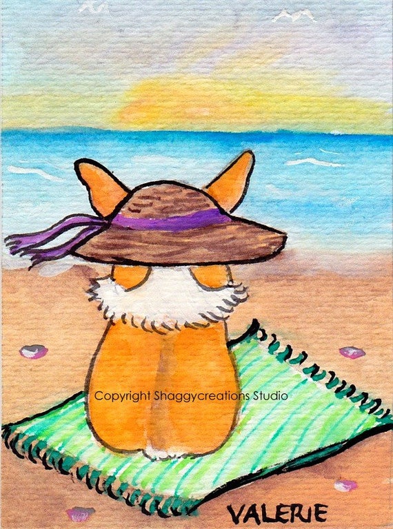 Corgi Beach Blanket - Purple Corgi Beach Blanket - Purple
