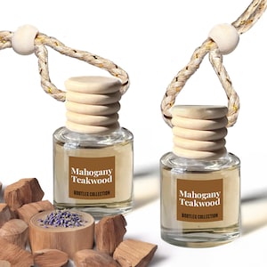 Mahogany Teakwood Hanging Car Diffuser, Aromatherapy Air Freshener