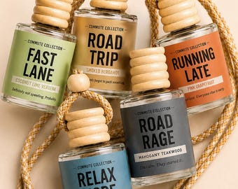Set of 3 Car Air Freshener Hanging Diffuser | Cute Car Accessory | Clean Fragrance Oils | Funny Gift | Rear View Mirror Freshies | Calm