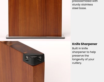 Magnetic Knife Block Holder with Built-In Sharpener