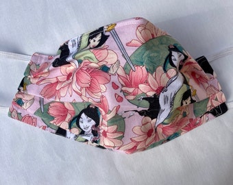 Disney Princess Cloth Face Mask: Washable Cotton, Filter Pocket