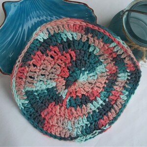 Handmade Crocheted 100% Cotton Cloth Dishcloth Washcloth Round Scrubber Rag