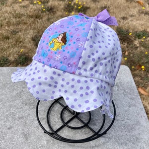 Princess Toddler Girls Summer Bucket Hat Scalloped Brim Bow Handmade All Cotton Pastels Sun Protection Great Baby Shower Gift Headwear Cap