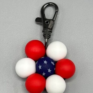 Silicone Flower Keychain / Zipper Pull / Daisy / Fourth of July / America / Summer image 2