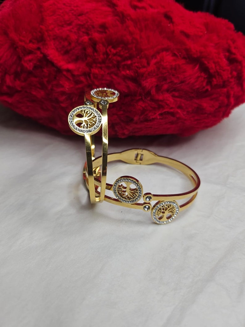 Bracelet arbre de vie en acier inoxydable, bracelet arbre de vie en acier inoxydable, bracelet bijoux en acier inoxydable. cadeau pour les femmes. image 3