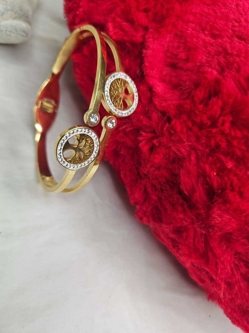 Bracelet arbre de vie en acier inoxydable, bracelet arbre de vie en acier inoxydable, bracelet bijoux en acier inoxydable. cadeau pour les femmes. image 2