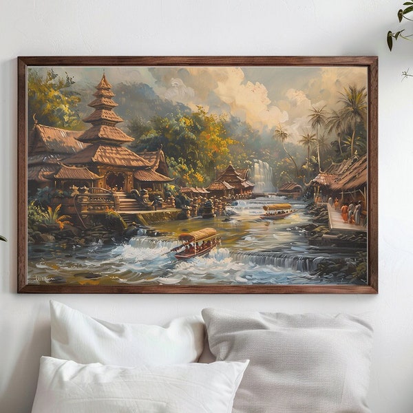Cambodia wall art, Cambodia Oil Painting, Phnom Penh, Digital Art, Country Landscape Painting, download art, wall art, printable art