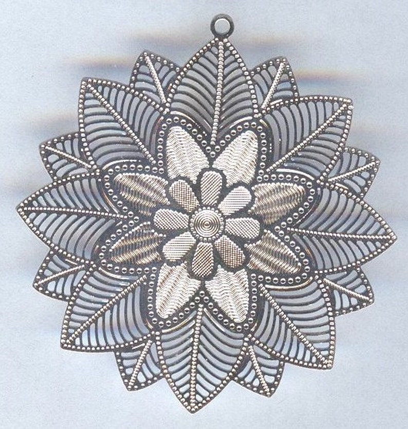 LaserCut Flower with Cut Out Designs Focal Pendant 42mm 1pc Etsy
