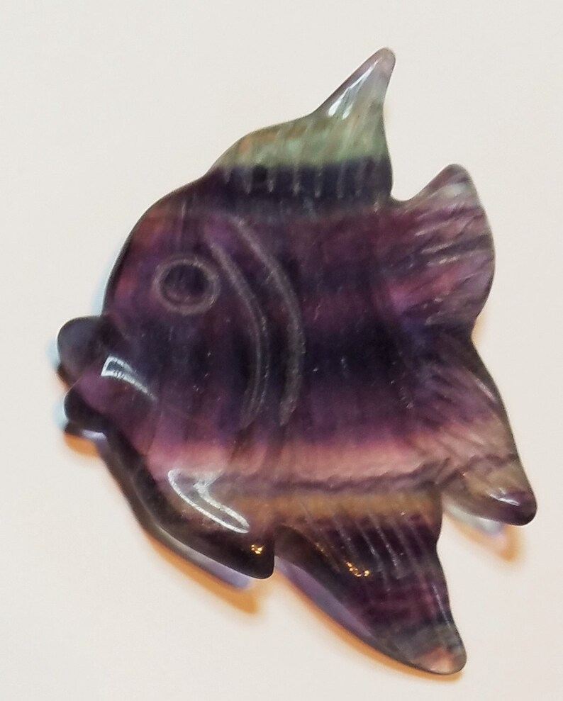 Beautiful Genuine Fluorite Flat Fish Pendant Bead 60mm 1Pc