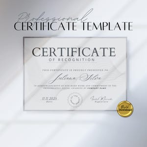 Certificate Of Recognition Template, Printable Course Certificate Of Completion, Editable Beauty Award Canva Certificate Template.
