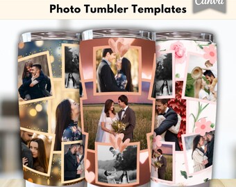 20oz Skinny Tumbler Wrap | Photo Collage Template | Sublimation PNG | Canva Editable Waterslide Wrap | 6 Designs | Instant Download DIY Gift