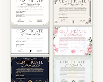 Original Certificate of Authenticity for Artwork Template, Printable Certificate of Authenticity Artist COA Canva Template, Digital Download