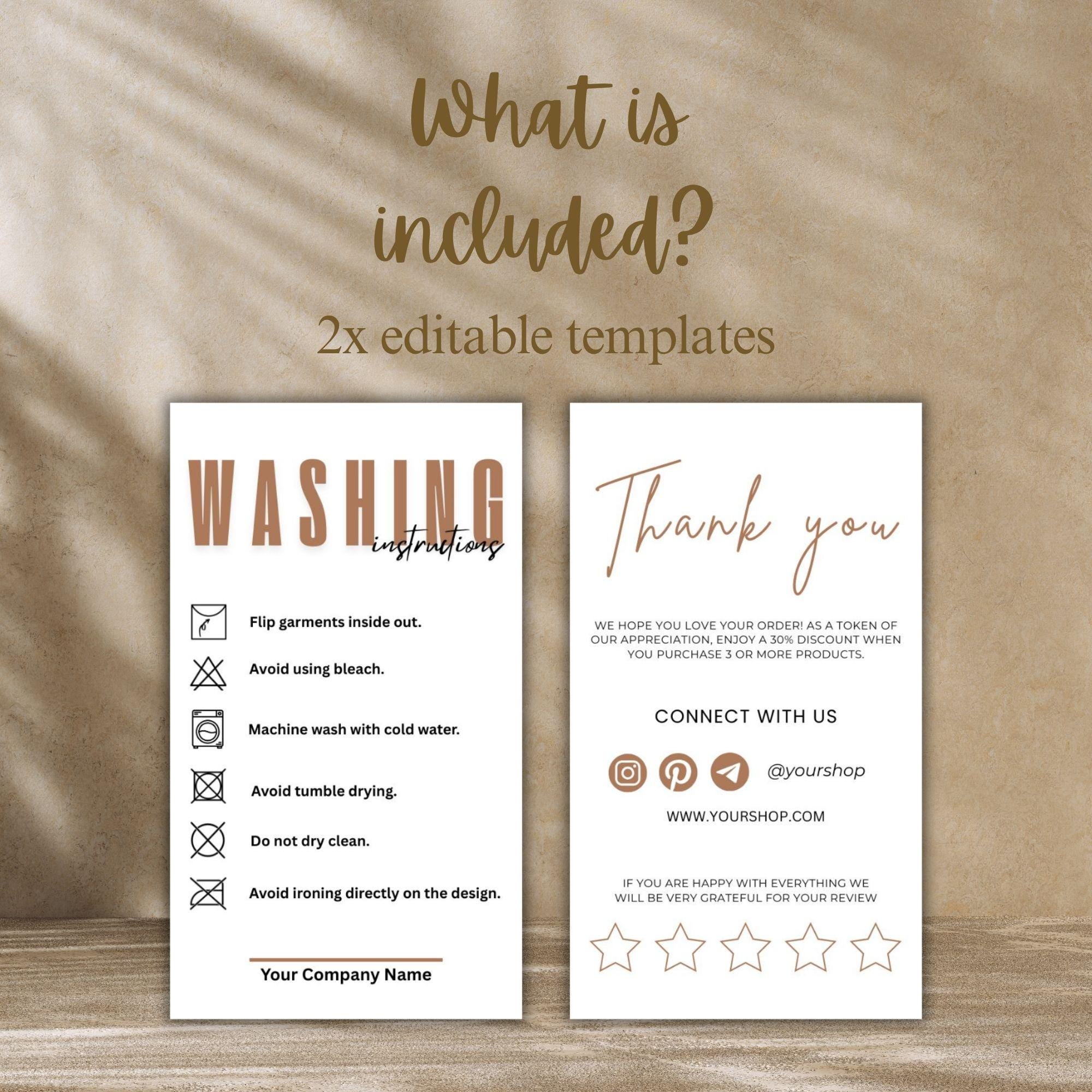 Printable Washing Instructions.pdf Printable Washing Instructions Card | T-shirt Care Card | Clothing Care ...