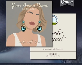 100 Jewelry Display Card Templates (Canva) | Earring Necklace Bracelet Ring Cards | Minimal Faceless Portrait | Printable +15 Print Sheets