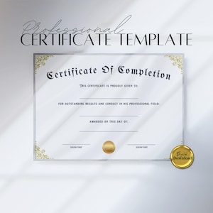 Certificate of Completion Template Editable in Canva – Professional Printable Certificate for Business or Training Use