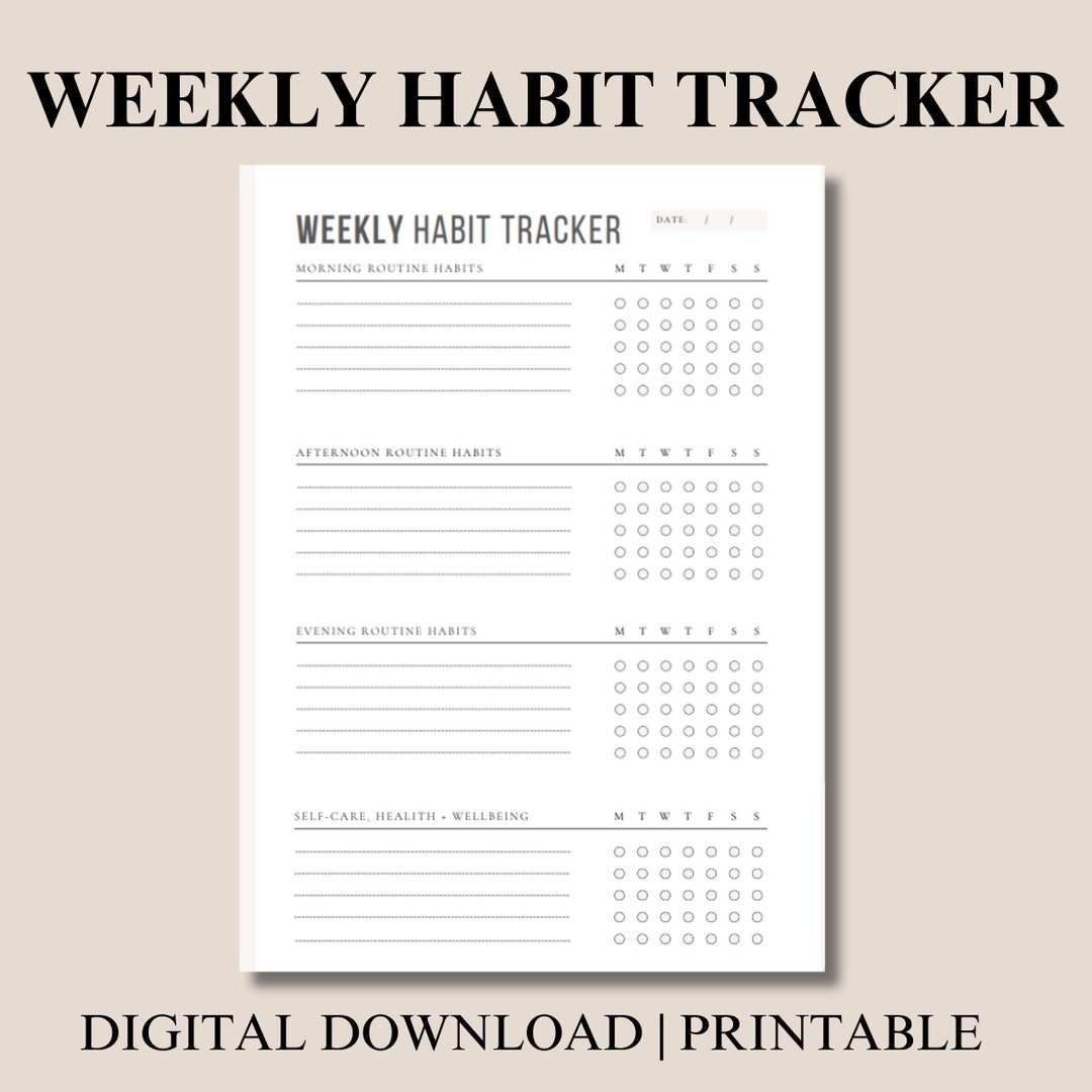 Weekly Habit Tracker Printable Etsy