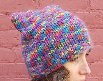 Crazy Cat Lady Hat, Knitted Kitty Hats, Soft Cat Beanie with Ears, Handmade