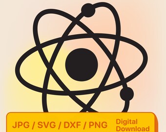 Atom SVG, nauka atomu • Chemia atomowa i fizyka SVG • Cricut plik cięty dxf eps png jpg • Cząsteczka
