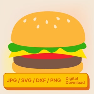 Hamburger • Hamburger SVG • Burger SVG • Fast Food • BBQ • Food • Burger • dxf jpg png • Cricut Machine • Digital File • Instant Download