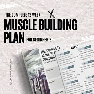 Op de afbeelding: Een 12-weekse spieropbouwplan voor beginners. Het plan omvat een trainingsschema, een voedingsgids en een lijst met do's en don'ts. Het trainingsschema omvat een push-, pull-, been- en bovenlichaamtraining. De voedingsgids bevat een lijst met voedingsmiddelen om te eten en te vermijden. De do's en don'ts-lijst bevat tips om het meeste uit je training te halen.