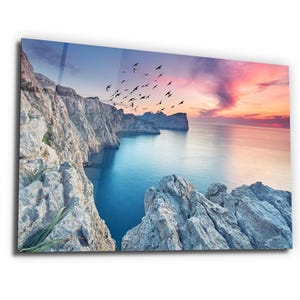 Tempered Glass Wall Art / Ocean Sunset Wall Art / Wall Decor / Large Wall Art / Ocean Sunset Window Decor / Christmas Gift