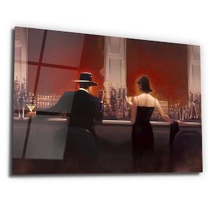Horizontal Glass Wall Painting Brent Lynch Cigar Bar Dinner Lounge Famous Man and Woman Housewarming Gift Cafe Living Room Decoration Art