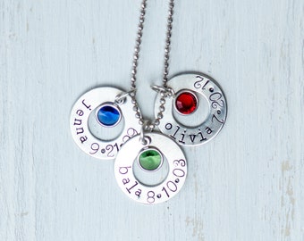 Collar personalizado de tres lavadoras de plata de ley