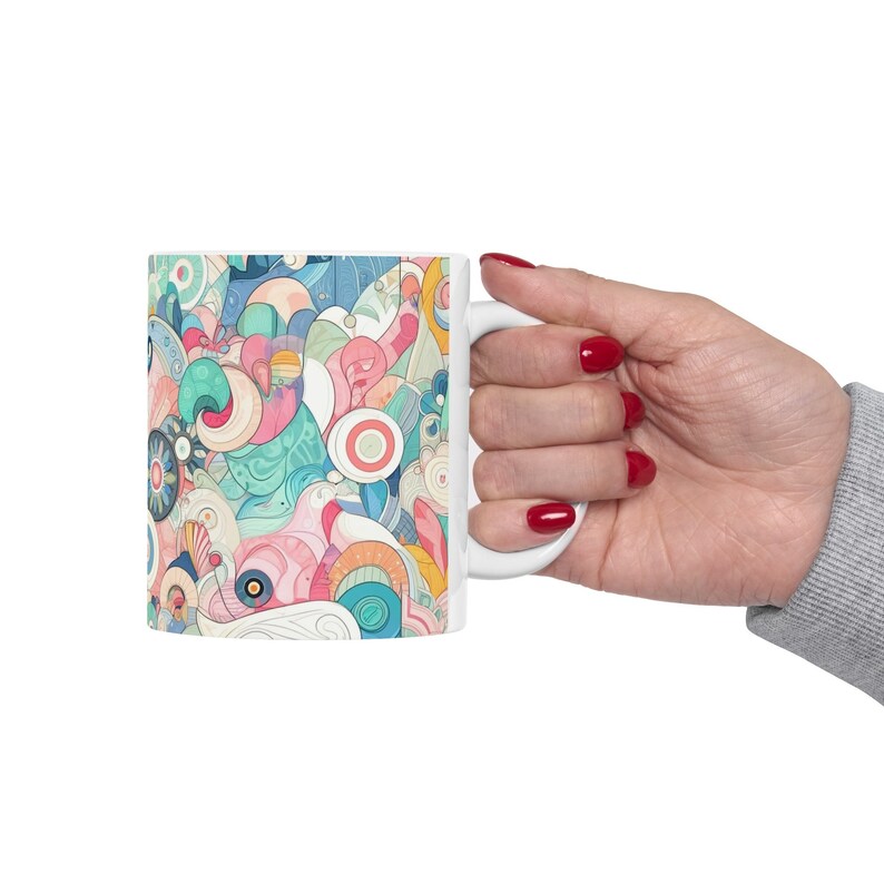 Pastel Curves Coffee Mug Light and Soft Colors With Unique Curved